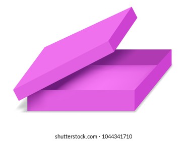 violet box, purple vector box, open box in 3d, gift box is empty