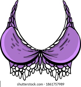 Violet bra, illustration, vector on white background.