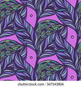 Violet branch with leaves