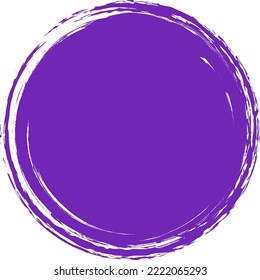 Círculo violento de brochas. Vector de marca redonda aislado en el fondo. Vector de círculo de pincel violeta pintado. Para placa de grunge, plantilla de diseño de sello, tinta y sello. Forma de círculo dibujado a mano redondeada, vector