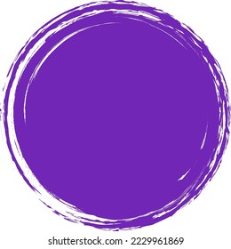 Círculo violento de brochas. Vector de marca redonda aislado en el fondo. Vector de círculo de pincel violeta pintado. Para placa de grunge, plantilla de diseño de sello, tinta y sello. Forma de círculo dibujado a mano redondeada, vector