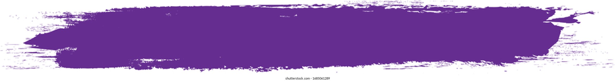 violetter Pinselstrich einzeln auf weißem Hintergrund. Trendy Pinselstrich für violette Farbfarbe, farbige Kulisse, Schmutzbanner, Aquarellfarben und schmutzige Textur. Vektorillustration mit Pinselstrich