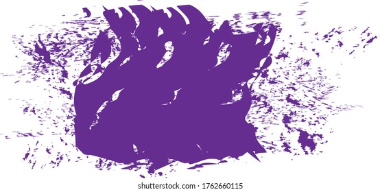 violetter Pinselstrich einzeln auf weißem Hintergrund. Trendy Pinselstrich für violette Farbfarbe, farbige Kulisse, Schmutzbanner, Aquarellfarben und schmutzige Textur. Pinselstrich, Vektorgrafik