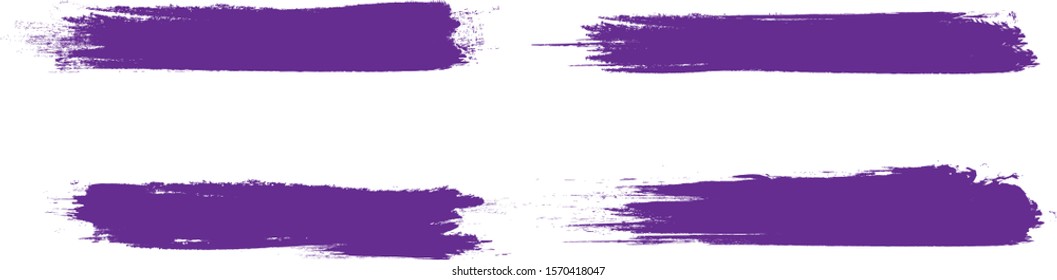 Violet brush stroke set isolated on white background.Trendy brush stroke for violet ink paint, grunge splash, dirt banner,watercolor design and dirty texture. Creative art concept, vector illustration