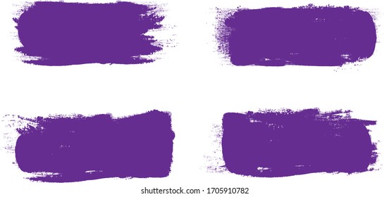 Violet brush stroke set isolated on white background. Trendy brush stroke vector for violet ink paint, grunge backdrop, dirt banner, watercolor design and dirty texture. Brush stroke vector