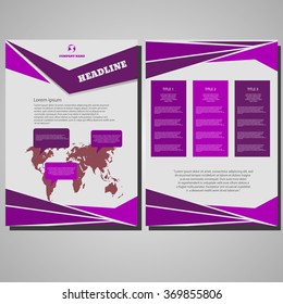 Violet Business Brochure design Layout template, size A4, Front page and back page design eps 10