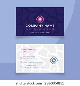 Violet business card with off white and violet mozaik background