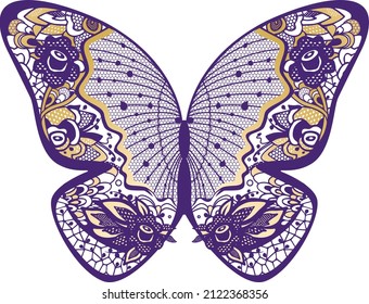 Mariposa violeta. Diseño de mariposas. Ilustración vectorial.