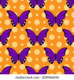 violet butterfly seamless pattern. cute funny halloween them.