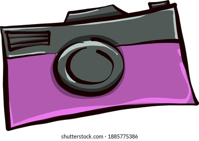 Violet camera , illustration, vector on white background