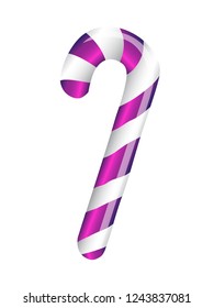 Violet candy cane on white background