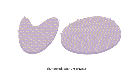 Moqueta violeta para el cuarto de baño o la habitación. Dibujo plano de dibujos animados aislado sobre fondo blanco.