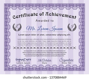 Violet Certificate of achievement. With background. Customizable, Easy to edit and change colors. Artistry design. 