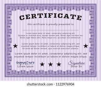 Violet Certificate of achievement. Customizable, Easy to edit and change colors. Complex background. Nice design. 