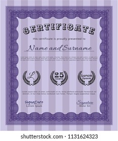 Violet Certificate of achievement. Customizable, Easy to edit and change colors. Printer friendly. Lovely design. 