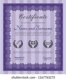 Violet Certificate of achievement. Customizable, Easy to edit and change colors. With background. Money design. 