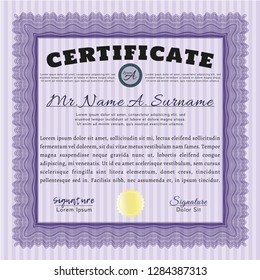 Violet Certificate of achievement. Customizable, Easy to edit and change colors. With background. Artistry design. 