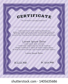 Violet Certificate of achievement. Customizable, Easy to edit and change colors. With complex background. Sophisticated design. 