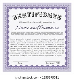Violet Certificate of achievement. Detailed. With complex background. Good design. 