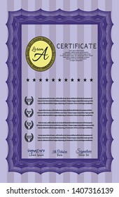 Violet Certificate of achievement. Detailed. With complex background. Artistry design. 