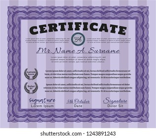 Violet Certificate of achievement. Detailed. Easy to print. Artistry design. 