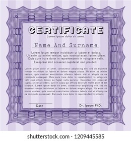 Violet Certificate of achievement. Easy to print. Customizable, Easy to edit and change colors. Superior design. 