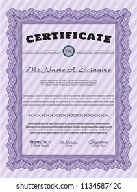 Violet Certificate of achievement. Good design. With background. Customizable, Easy to edit and change colors. 