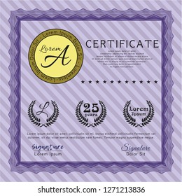 Violet Certificate of achievement. Good design. Printer friendly. Detailed. 