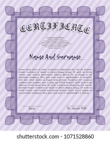 Violet Certificate of achievement. Modern design. Vector illustration. Easy to print. 