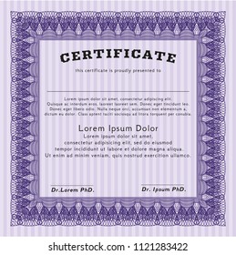 Violet Certificate of achievement. Modern design. Vector illustration. Easy to print. 