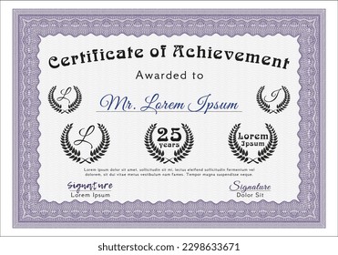 Violet Certificate of achievement.  Money design.  Easy to print.  Customizable, Easy to edit and change colors. 