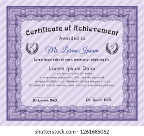 Violet Certificate of achievement. Money Pattern. Detailed. With quality background. 