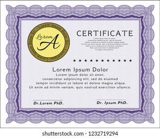 Violet Certificate of achievement. Printer friendly. Detailed. Nice design. 
