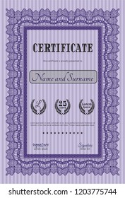 Violet Certificate of achievement. With quality background. Vector illustration. Modern design. 