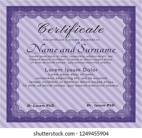 Violet Certificate of achievement. With quality background. Customizable, Easy to edit and change colors. Superior design. 