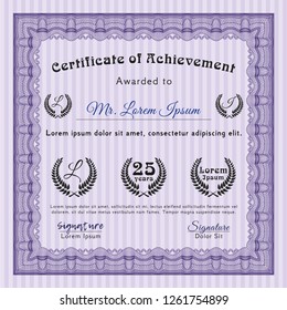 Violet Certificate of achievement. With quality background. Detailed. Artistry design. 