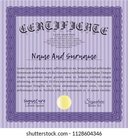 Violet Certificate of achievement. Sophisticated design. Detailed. With great quality guilloche pattern. 