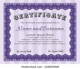 Violet Certificate of achievement. Sophisticated design. Customizable, Easy to edit and change colors. With guilloche pattern. 