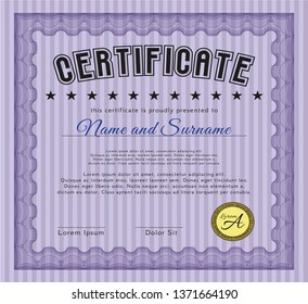 Violet Certificate of achievement template. Artistry design. Customizable, Easy to edit and change colors. Easy to print. 
