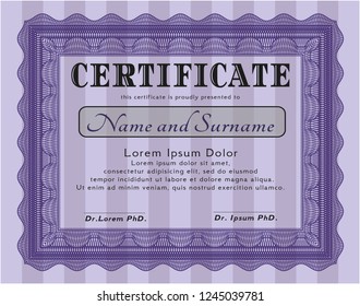 Violet Certificate of achievement template. With complex background. Customizable, Easy to edit and change colors. Beauty design. 
