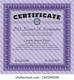 Violet Certificate of achievement template. Complex background. Customizable, Easy to edit and change colors. Excellent design. 