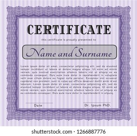Violet Certificate of achievement template. Customizable, Easy to edit and change colors. With quality background. Beauty design. 