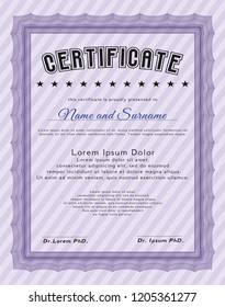 Violet Certificate of achievement template. Easy to print. Detailed. Excellent design. 