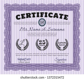 Violet Certificate of achievement template. Money Pattern design. Customizable, Easy to edit and change colors. With background. 