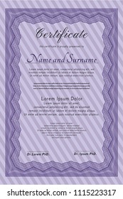  Violet Certificate of achievement template. Nice design. Vector illustration. With complex background. 