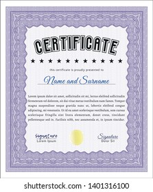 Violet Certificate of achievement template. Printer friendly. Good design. Vector illustration. 