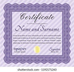 Violet Certificate of achievement template. With quality background. Superior design. Customizable, Easy to edit and change colors. 