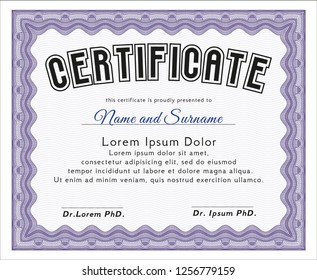 Violet Certificate of achievement template. With quality background. Perfect design. Customizable, Easy to edit and change colors. 