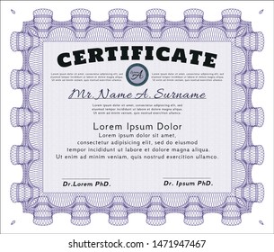 Violet Certificate of achievement template. With quality background. Vector illustration. Beauty design. 