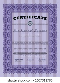 Violet Certificate of achievement template. With quality background. Vector illustration. Sophisticated design. 
